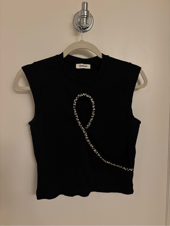 Sandro Tops - Sandro Black Ribbed Crewneck Tank